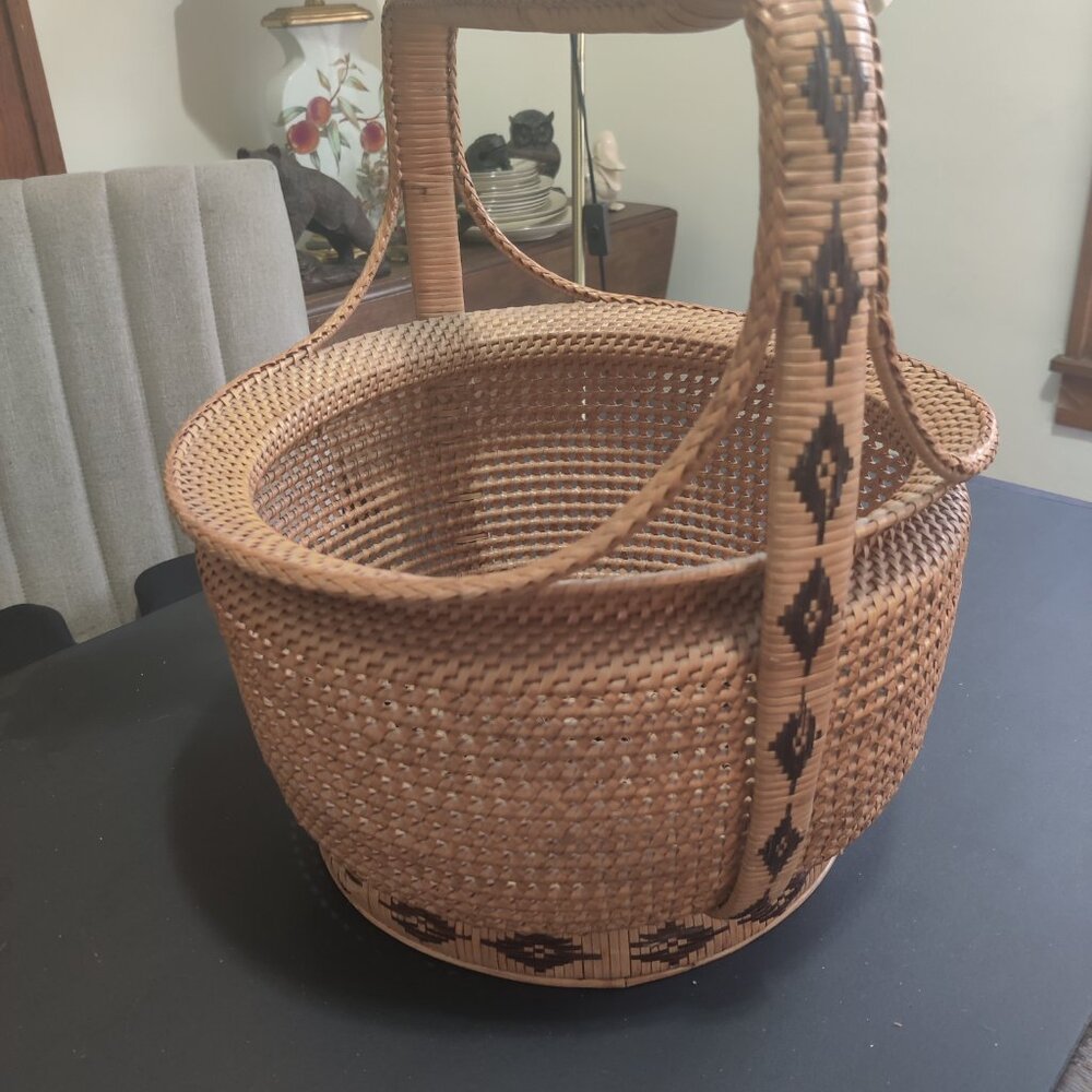 Woven Basket with Unique Style, Handle, Large, for Gathering and Display - Picture 3 of 7